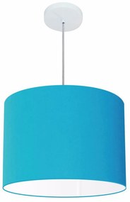 Lustre pendente cilíndrico free lux para mesa de jantar, sala, quarto, churrasqueira e balcão. - Azul-Turquesa - Tam: 40x30cm