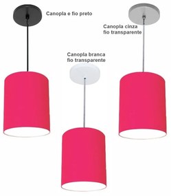 Luminária Pendente Vivare Free Lux Md-4103 Cúpula em Tecido - Pink - Canopla branca e fio transparente