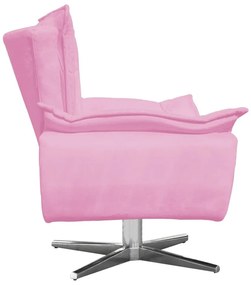 Poltrona Giratória Opala Suede Rosa Bebê Base Estrela Cromada D'Rossi