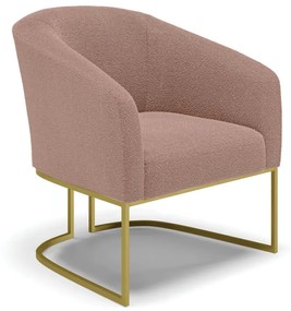 Poltrona Decorativa Base Industrial Dourado Stella Bouclê D03 - D'Rossi - Rose