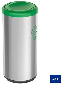 Lixeira Inox Tramontina Piemonte 40 Litros Scotch Brite e Tampa Basculante Verde