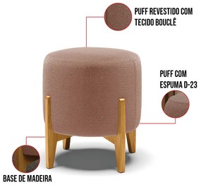 Puff Banqueta Decorativo Base Madeira Stella Bouclê P01 - D'Rossi - Rose