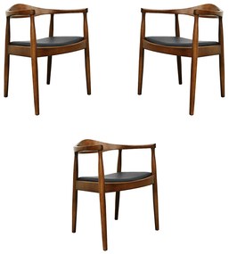 Kit 3 Cadeiras Decorativas Sala de Jantar Columbia PU Madeira Rústica Imbuia G56 - Gran Belo