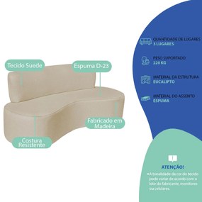 Kit Sofá Curvo Amsterdã 160cm e Poltrona Luiza Max Suede