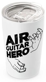 Copo Térmico Premium Inox 380ml Air Guitar Hero Rock - Branco