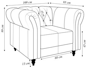 Kit 2 Poltronas Decorativas Sala de Estar Stanford Chesterfield Pés de Madeira Couro Wine Vinho G58 - Gran Belo