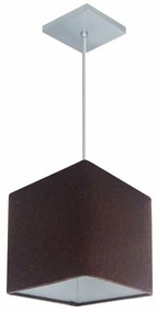 Lustre Pendente Quadrado Md-4223 Cúpula em Tecido 15/13x13cm Café - Bivolt