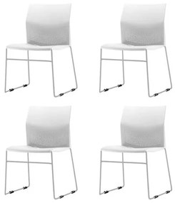 Kit 4 Cadeiras Connect Assento Branco Base Fixa Cinza - 57592 Sun House