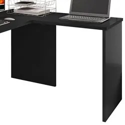 Mesa Home Office Notebook em L Gávea Preto Trama - Móveis Leão