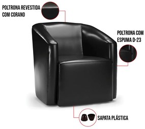 Poltrona Decorativa Orgânica Stella Max Sintético PU D03 - D'Rossi - Preto