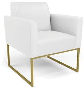 Poltrona Base Industrial Dourado Marisa Corino Branco D03 - D'Rossi