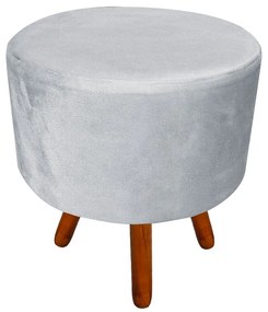 Puff Banqueta Decorativa Dora Redondo Suede Cinza - D'Rossi