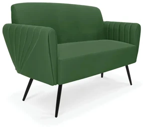 Sofá Namoradeira Pés Palito de Ferro Bruna Suede Verde - D'Rossi
