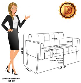 Sofá Namoradeira 2 Lugares Pé Ferro Pto Elisa Bouclê D03 - D'Rossi - Mostarda