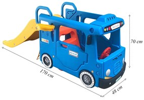 Carrinho Playground de Ônibus 3 em 1 com Escorregador e Kit de Golf Azul/Amarelo G31 - Gran Belo