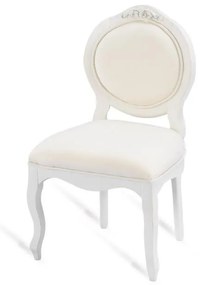Cadeira Infantil Arabesque s/ Braço - Branca - Tecido Linho Rústico Provençal Kleiner