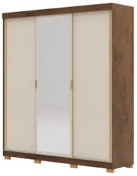 Guarda Roupa Casal 200cm Com Espelho Porto Flex Imbuia/Fendi - Vila Ri