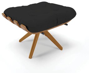 Poltrona com Puff Giratório Costela Veludo Base de Madeira MA30 M11 - D'Rossi - Preto
