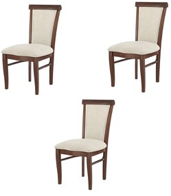 Kit 3 Cadeiras Decorativa Sala de Jantar Madeira Maciça Fabregas Facto Pérola/Capuccino G42 - Gran Belo
