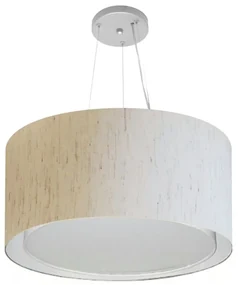 Pendente Cilíndrico Linho Bege MJ-4300 Para Mesa de Jantar e Estar