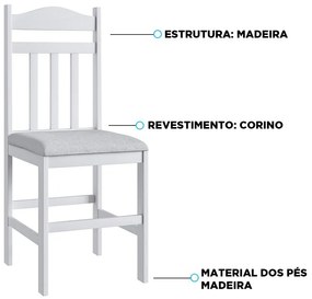Conjunto 2 Cadeiras Madeira E Tecido Corino 200 - Branco