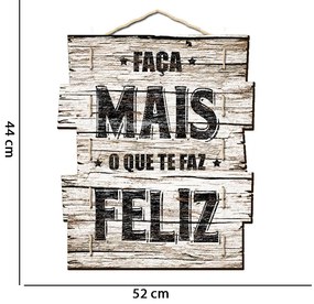 Quadro Placa Decorativa Madeira Ripas Frases 44x52 cm - D'Rossi