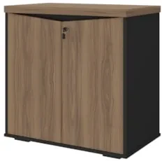 Balcão Para Escritório 74cm 2 Portas Rayly Nogal/Preto A06 - Mpozenato