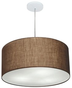 Lustre Pendente Cilíndrico Md-4214 Cúpula em Tecido 55x25cm Café - Bivolt