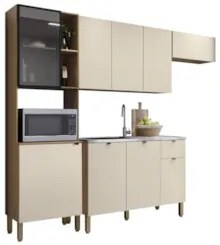 Cozinha Compacta Balcão Com Pia 120cm Laura Plus Soft/Freijó Z06 - Mpo