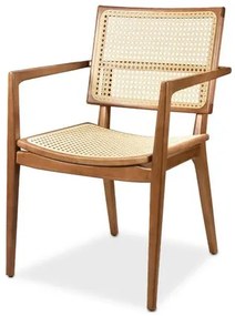 Cadeira Liz com Braço Tela Sextavada Natural com Estrutura cor Castanho Claro - 74232 Sun House