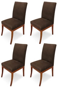 Conjunto 4 Cadeiras Raquel para Sala de Jantar Base de Eucalipto Suede Marrom