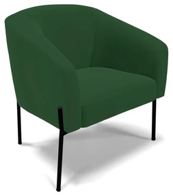 Poltrona Decorativa Pé de Ferro Preto Stella Suede Veludo D03 - D'Rossi - Verde
