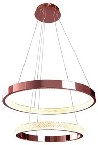 Pendente Intense Duo Anel Redondo Duplo Ø60 E Ø40Cm Led 54W 3000K Bivo... (RG-P = Rose Gold Polido)