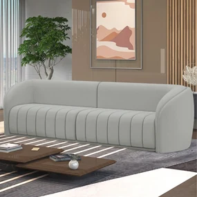 Sofá Decorativo Sala de Estar 292cm Adam 4 Lugares Veludo Cinza Claro G45 - Gran Belo