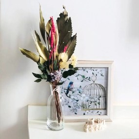 Arranjo de Flores Secas e Vaso Vidro - Floral Serenade