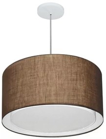 Lustre Pendente Cilíndrico Duplo Md-4293 Cúpula em Tecido 45x30cm Café - Bivolt