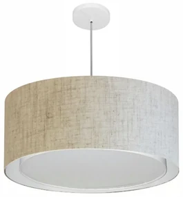 Pendente Cilíndrico Rustico Bege MJ-4291 Para Mesa de Jantar e Estar