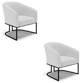 Poltrona Decorativa Industrial Preto Kit 2 Stella Linho D03 - D'Rossi - A05 Cinza
