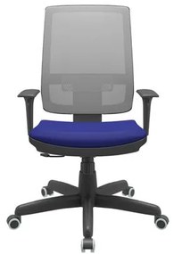 Cadeira Office Brizza Tela Cinza Assento Aero Azul RelaxPlax Base Standard 120cm - 63879 Sun House