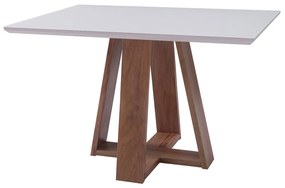 Mesa de Jantar Shell 150x150 cm com Tampo de Vidro Off White G55 - Gran Belo