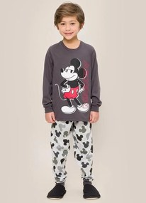 Pijama Mickey Mescla Escuro em Malha