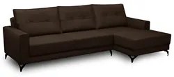 Sofá 4 Lugares com Chaise Direito 285cm Soreh F05 Veludo Marrom - Mpoz