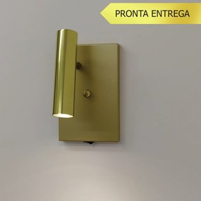 Arandela Foco Articulado 12X16Cm 01Xmr11 Com Interruptor - Qimporta Ar... (CHAMPANHE / DOURADO BRILHO)