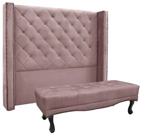 Cabeceira Cama Box Casal 140cm e Recamier Vicenza Veludo S04 - D'Rossi - Lilás