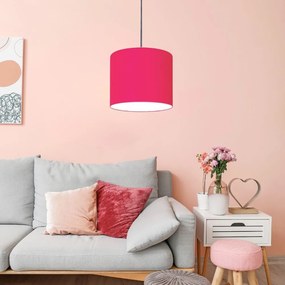 Luminária Pendente Vivare Free Lux Md-4106 Cúpula em Tecido - Pink - Canopla cinza e fio transparente