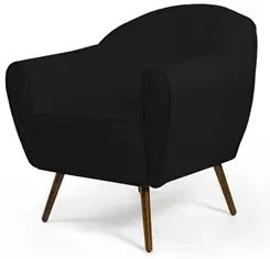 Poltrona Decorativa Sala de Estar Pés Palito Madeira Nina C-300 Veludo