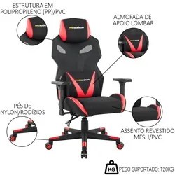Cadeira Gamer Giratória e Reclinável com Apoio Lombar Upper R02 Preto/
