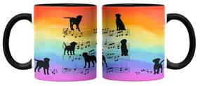 Caneca Cachorro Musical Arco Iris Coloridas Dog Lover