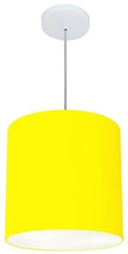 Lustre Pendente Cilíndrico Vivare Md-4036 Cúpula em Tecido 30x31cm - Bivolt - Amarelo - 110V/220V