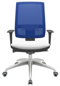 Cadeira Office Brizza Tela Azul Assento Aero Branco Autocompensador Base Aluminio 120cm - 63778 Sun House